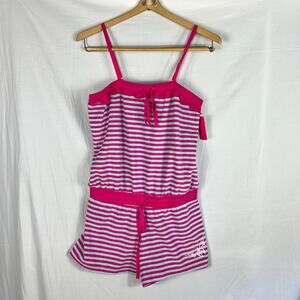 NWT Betsey Johnson Intimates Romper Womens Medium Baby Terry Blue Pink Striped